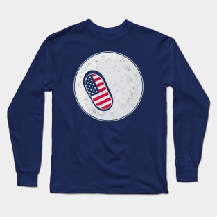 Footprint on the Moon.Stars and Stripes Long Sleeve T-Shirt
